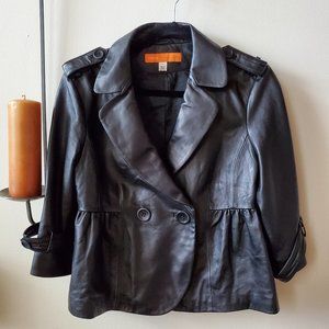 Women's Black Leather Jacket Size L